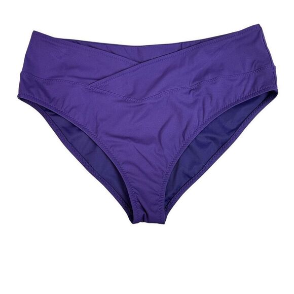 Fabletics Other - Fabletics High-Waisted Crossover Shaping Swim Bottom Sz XL Purple